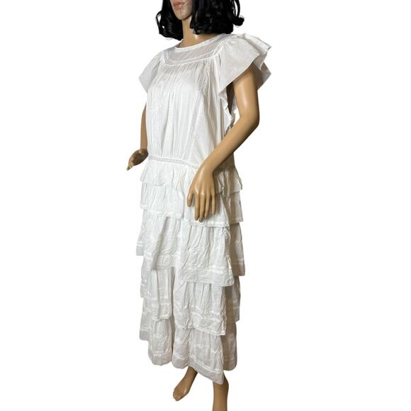 NWT Selene embroidered white maxi dress Banana Republic peaseant size medium - Picture 9 of 16